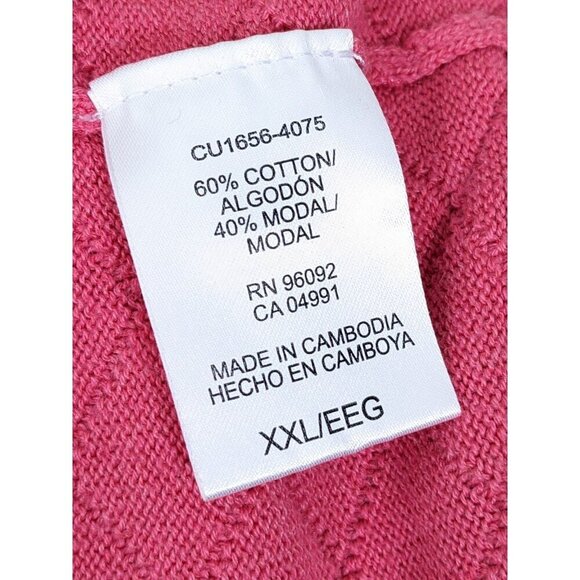 Hilary Radley Women Plus XXL Button Cardigan Sweater Coral Diagonal Check Cotton - Picture 6 of 6